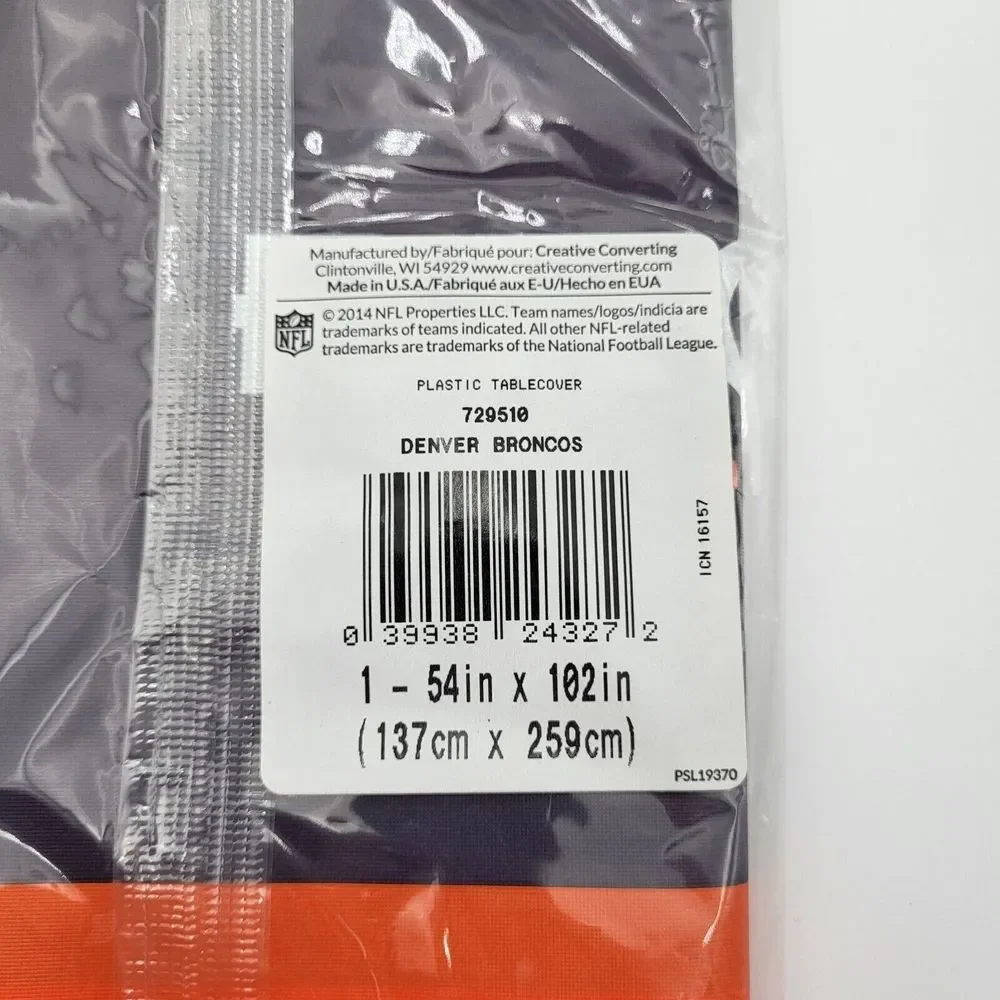 Denver Broncos Blue Orange‎ Plastic Tablecover 54